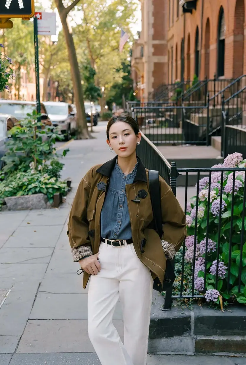 Bryce Cotton Barn Jacket - Olive Brown sold by Etela Petite