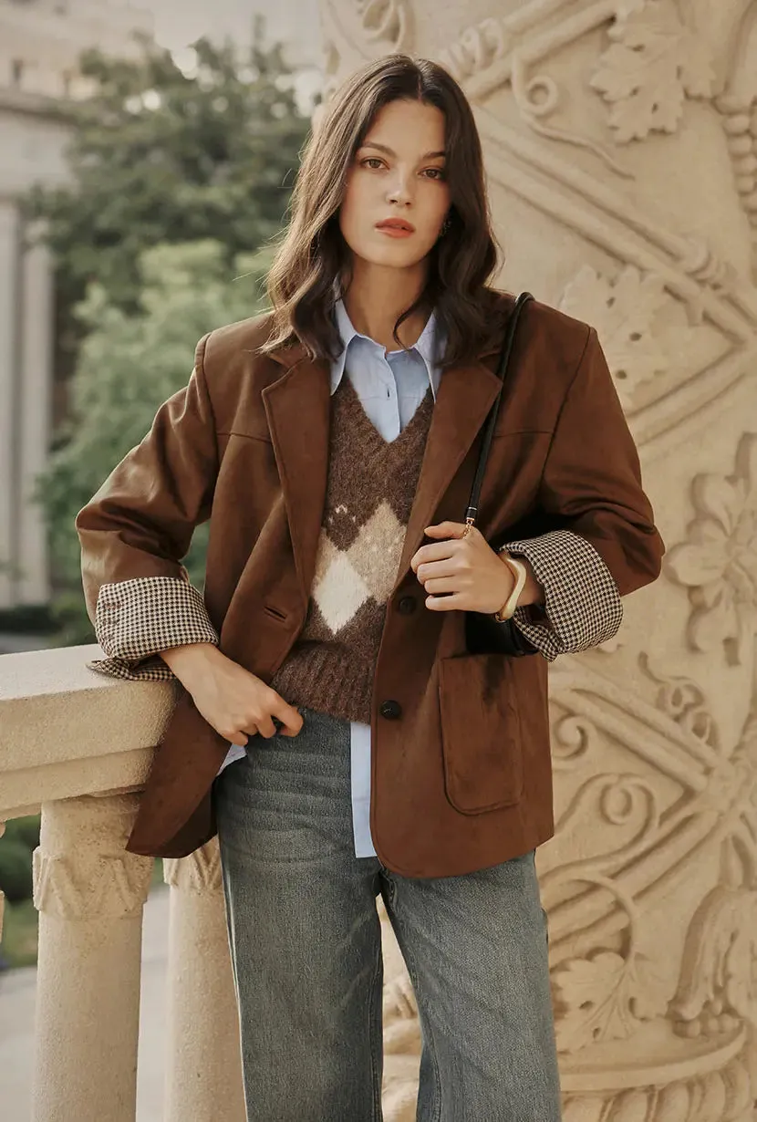 Dominique Oversized Suede Blazer - Caramel sold by Etela Petite product image thumbnail 5