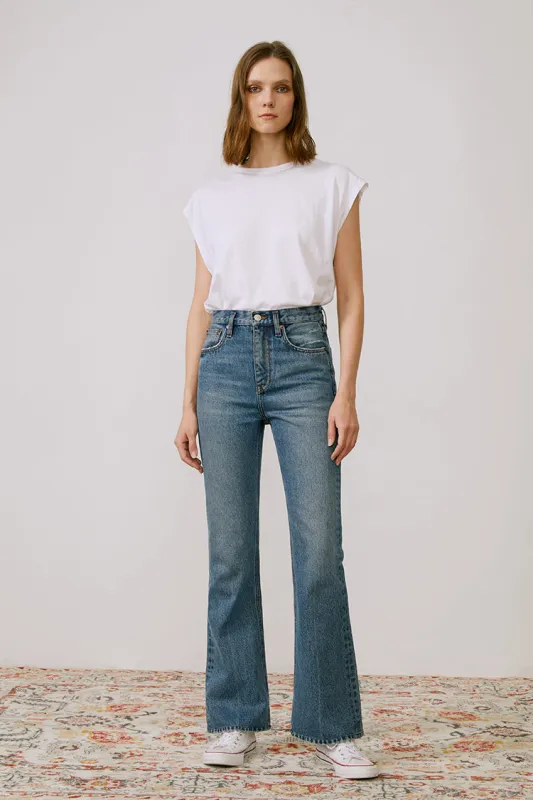 The French Song Mid Rise Bootcut Jeans made by Hey Joanie