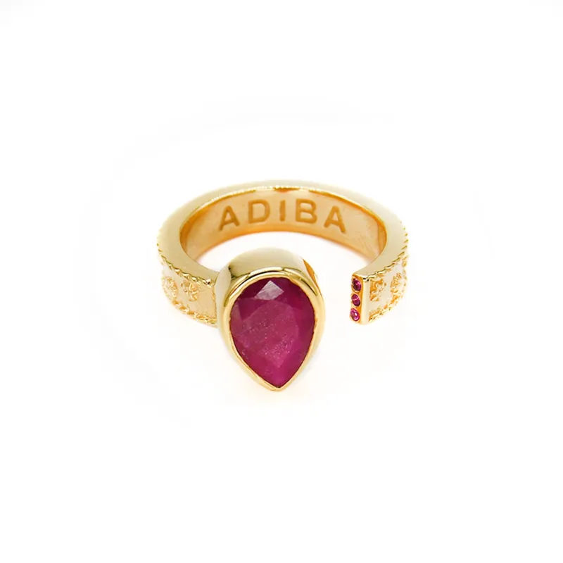 Handcrafted Gold Ruby Ring (Resizable) sold by Etela Petite