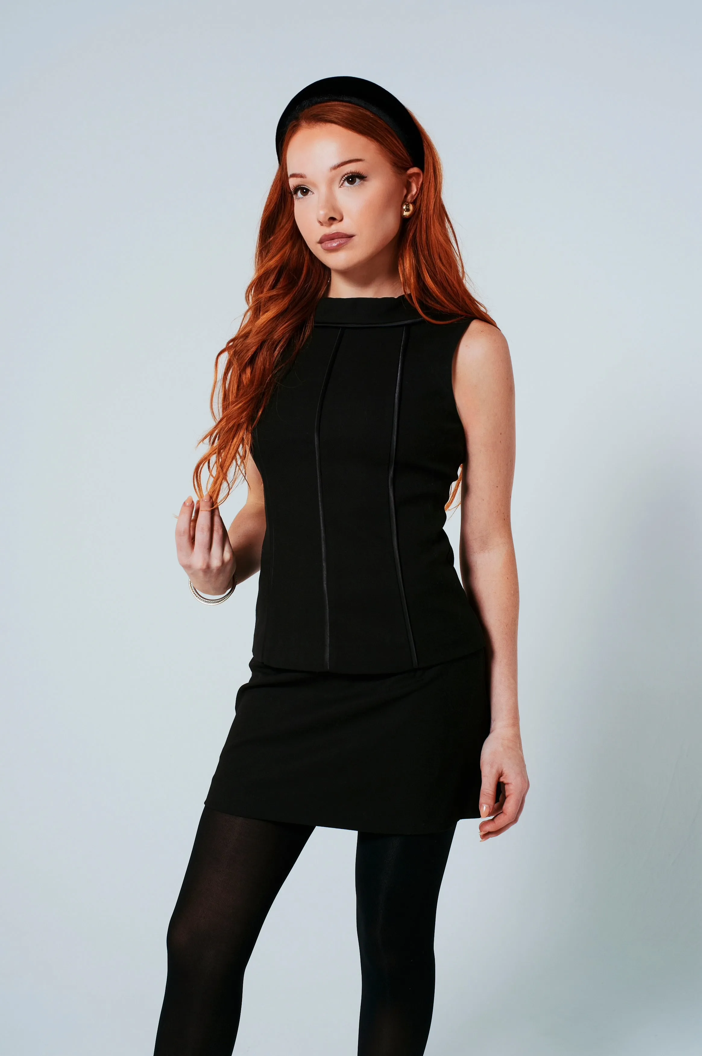 Jackie Petite Striped Top in Noir sold by Etela Petite