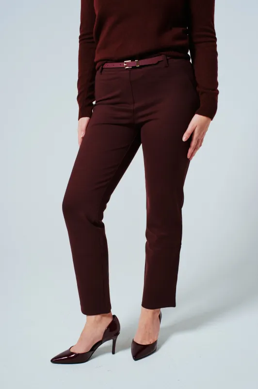 Livia Petite Ponte Pant in Wine made by Etela Petite