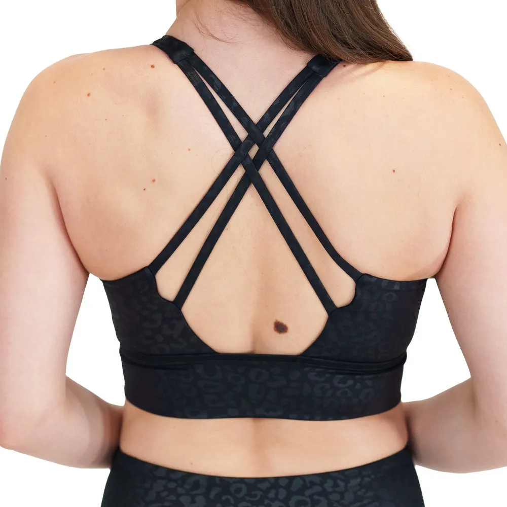 Black Leopard Longline Sports Bra sold by Etela Petite product image thumbnail 2