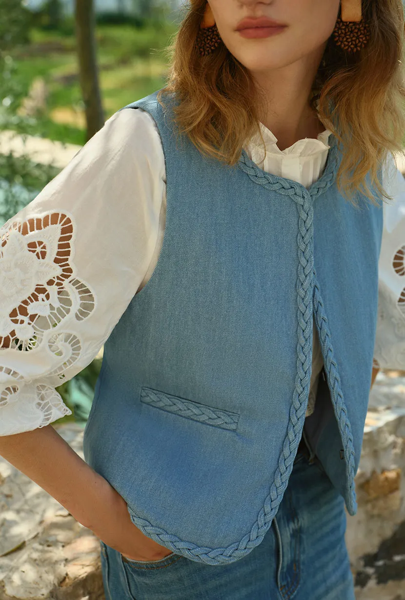 Dexter Denim Vest - Blue sold by Etela Petite product image thumbnail 4