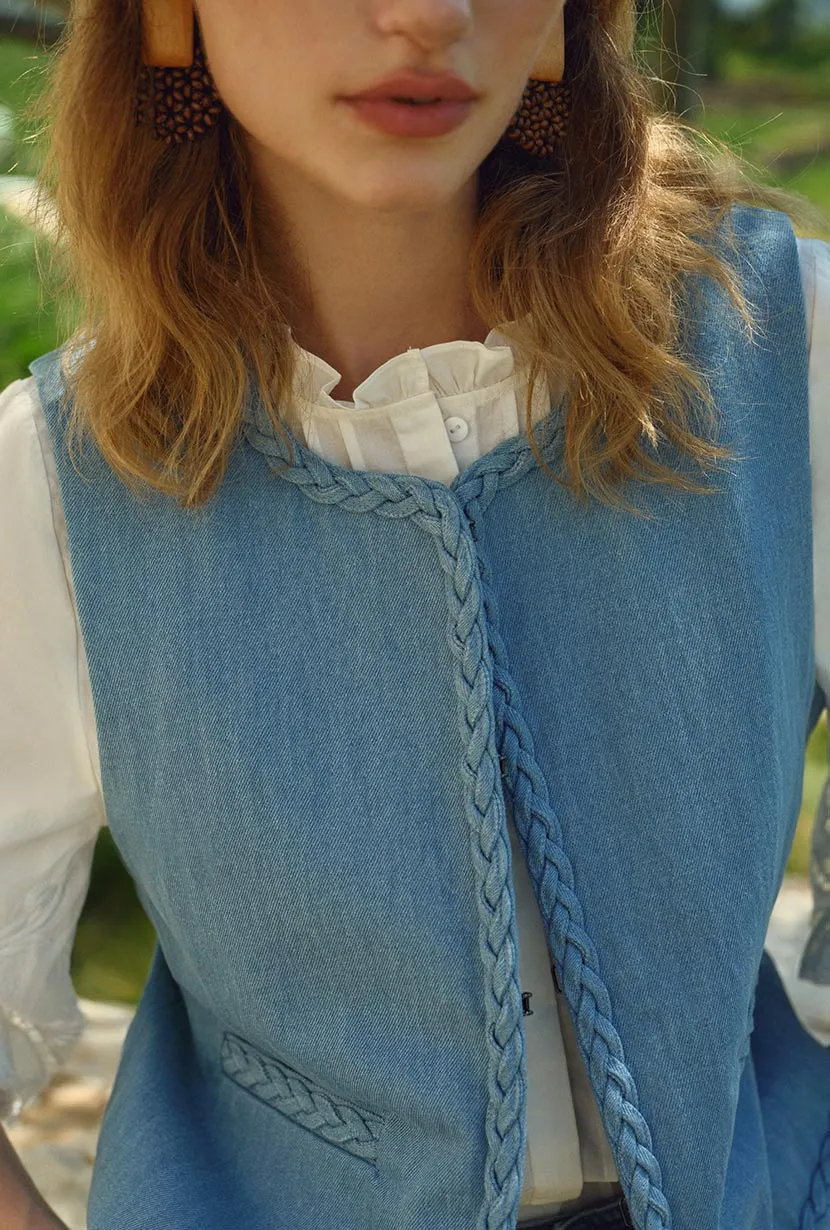 Dexter Denim Vest - Blue sold by Etela Petite product image thumbnail 3