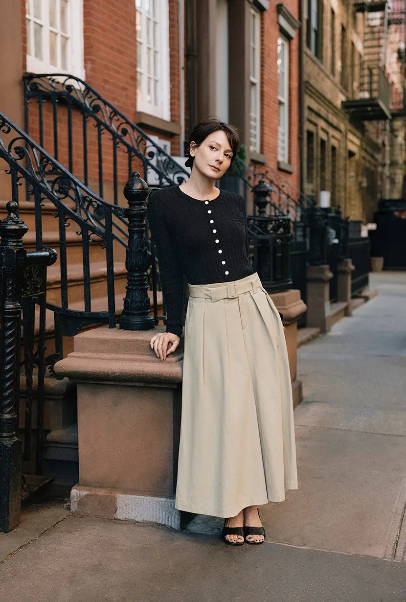 Darby Wide-Leg Cotton Pants - Khaki sold by Etela Petite product image thumbnail 5