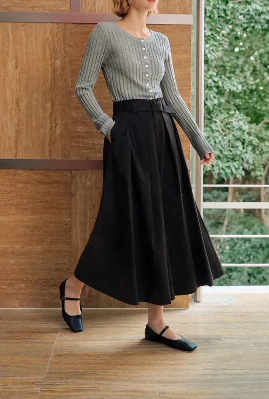 Darby Wide-Leg Cotton Pants - Black made by Petite Studio