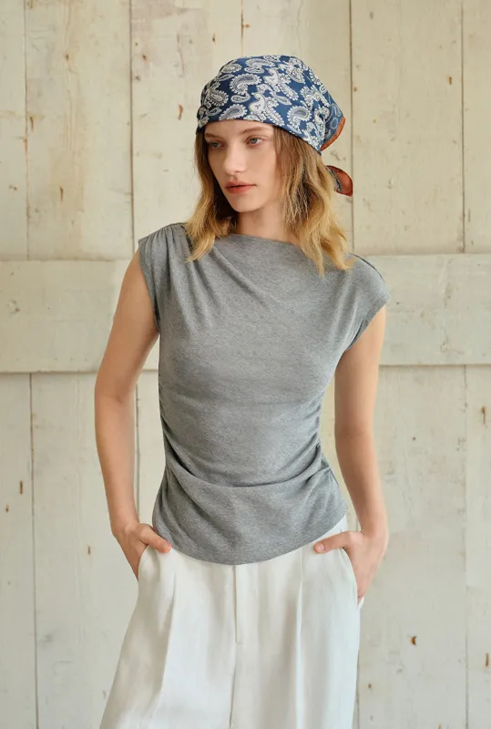Devito Jersey Cotton Top - Grey made by Petite Studio
