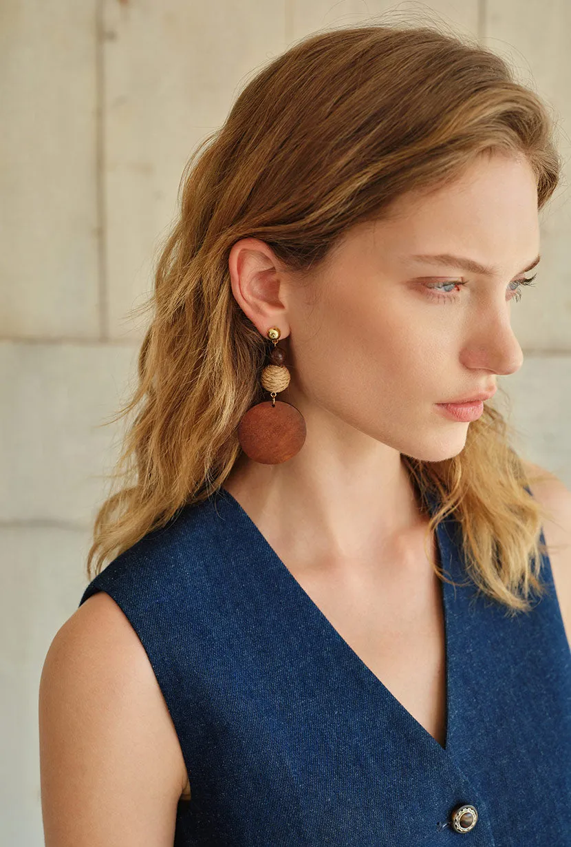 Fia Rattan Wood Drop Earrings sold by Etela Petite product image thumbnail 2