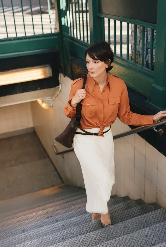 Dana Linen Shirt Jacket - Ginger made by Petite Studio