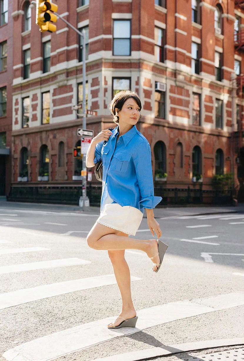 Dana Linen Shirt Jacket - Blue sold by Etela Petite product image thumbnail 3