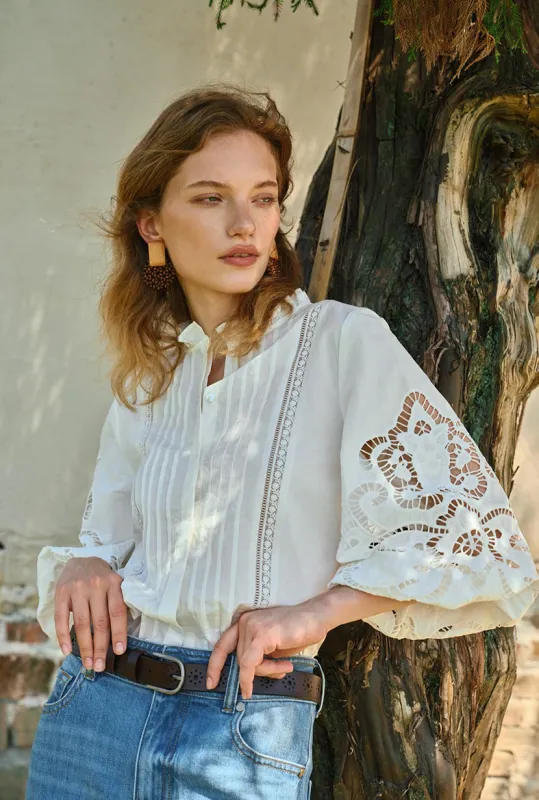 Chandler Cotton Blouse - Ivory made by Petite Studio