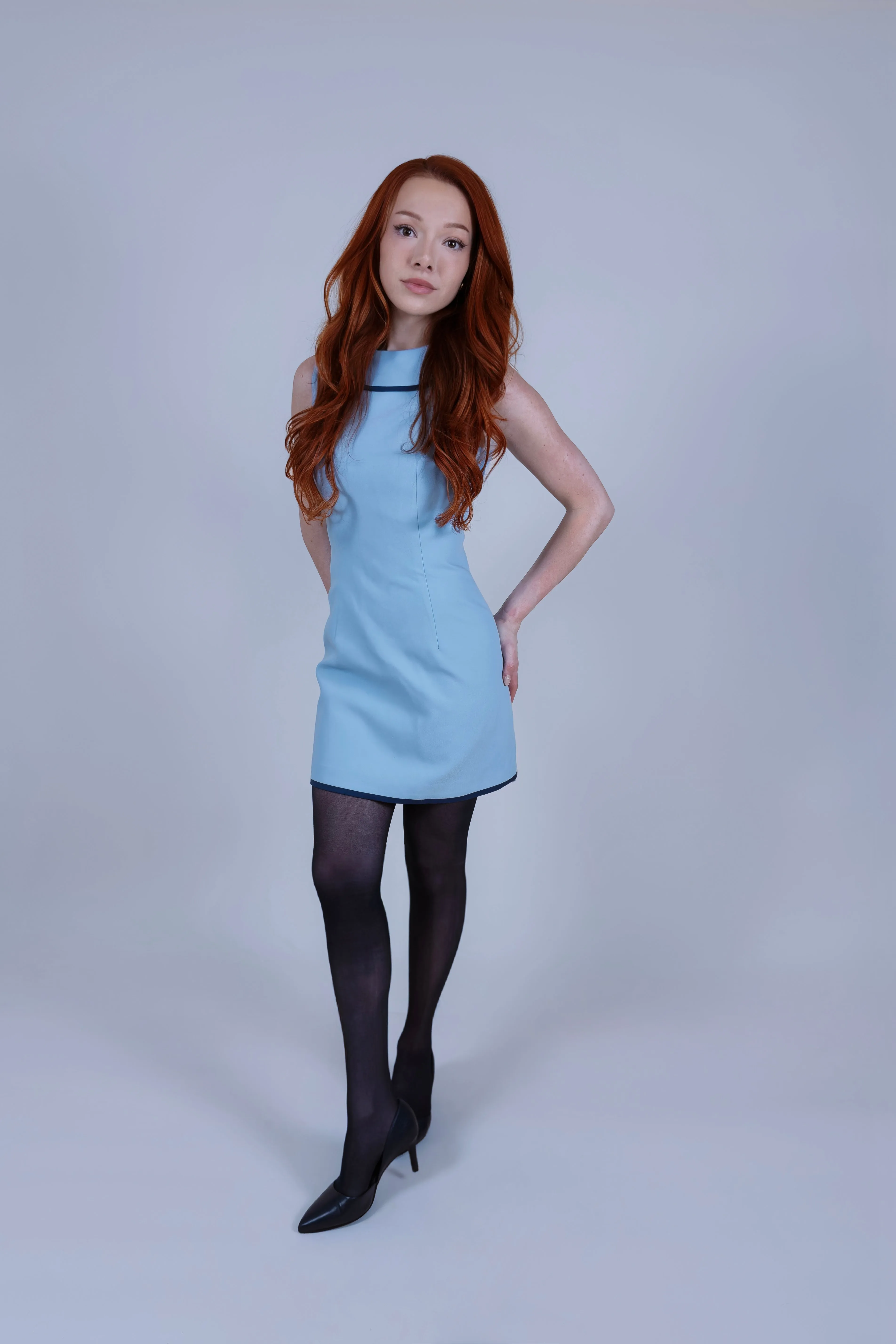 The Jane Petite Tailored Mini Dress - Bleu Ciel sold by Etela Petite product image thumbnail 3