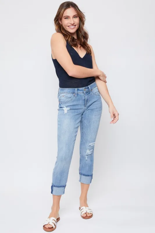 Petite WannaBettaButt Mid Rise Mega Cuff Jeans made by YMI