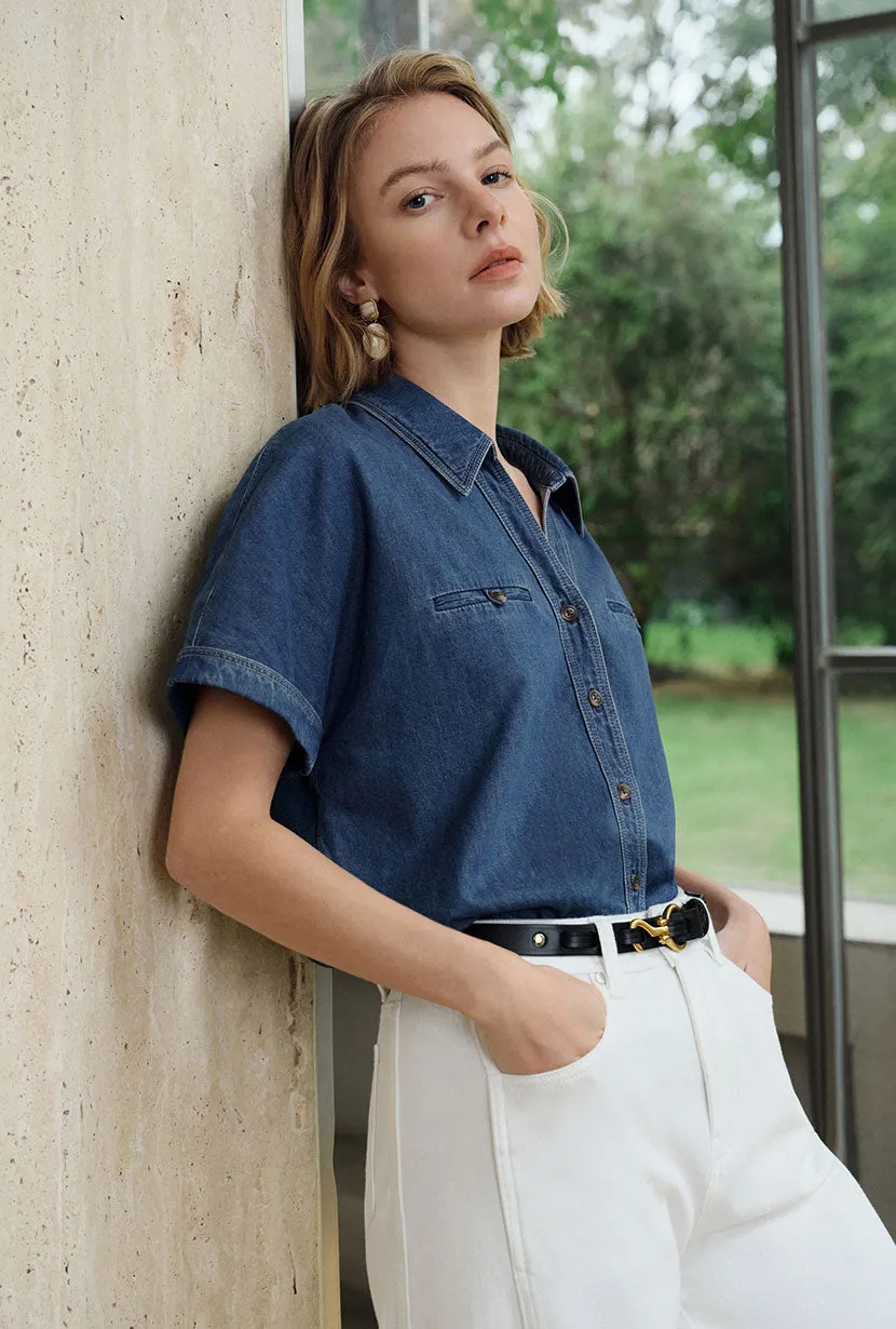 Eris Cotton Shirt - Denim Blue sold by Etela Petite product image thumbnail 3