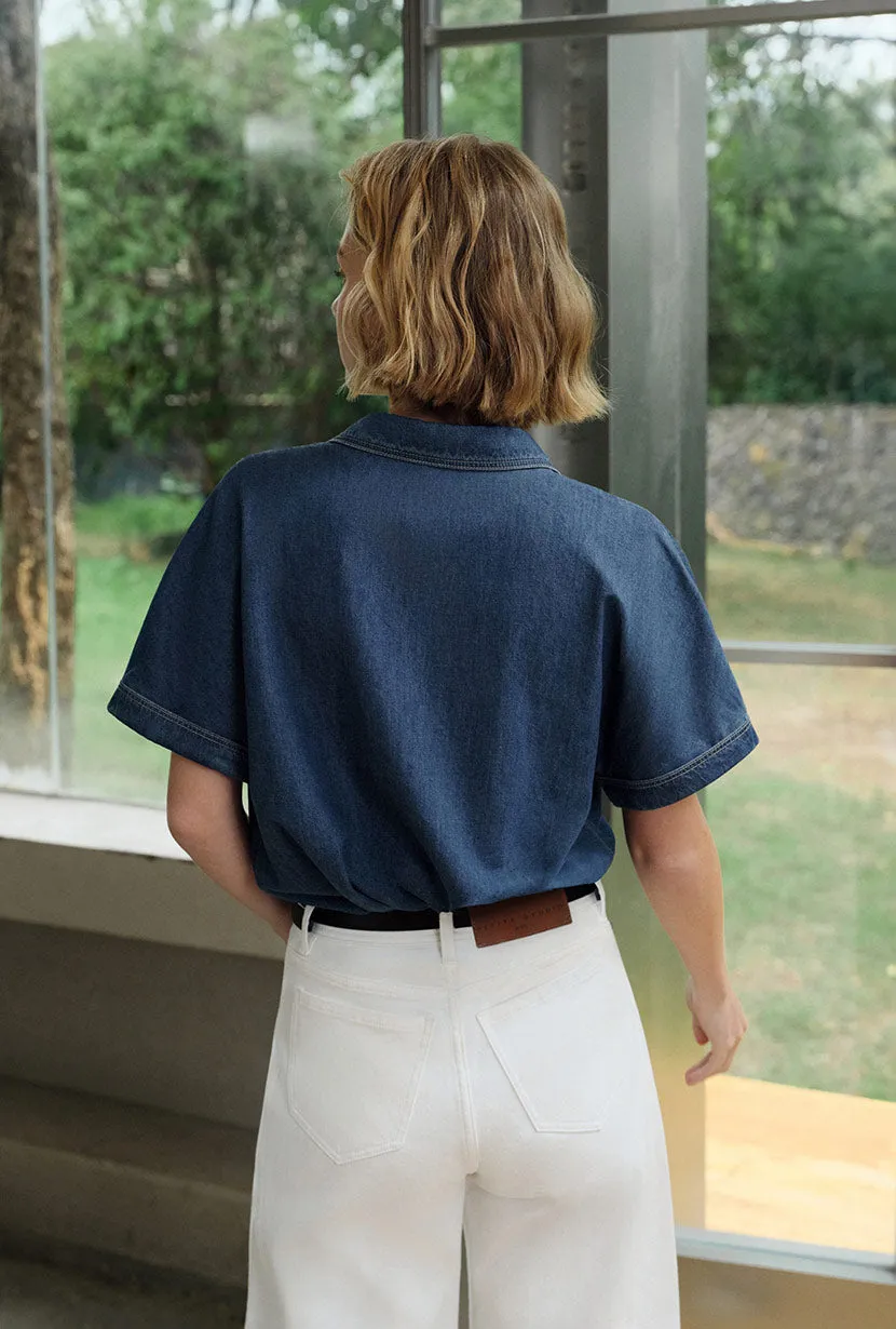 Eris Cotton Shirt - Denim Blue sold by Etela Petite product image thumbnail 4