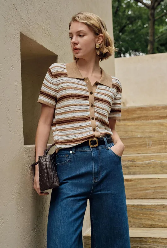 Dotty Cotton Crochet Top - Striped made by Petite Studio