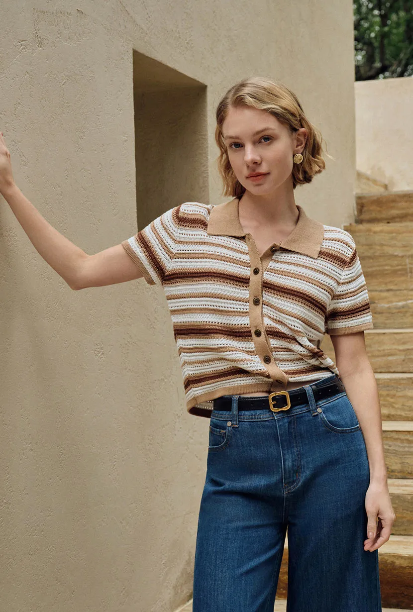 Dotty Cotton Crochet Top - Striped sold by Etela Petite product image thumbnail 5