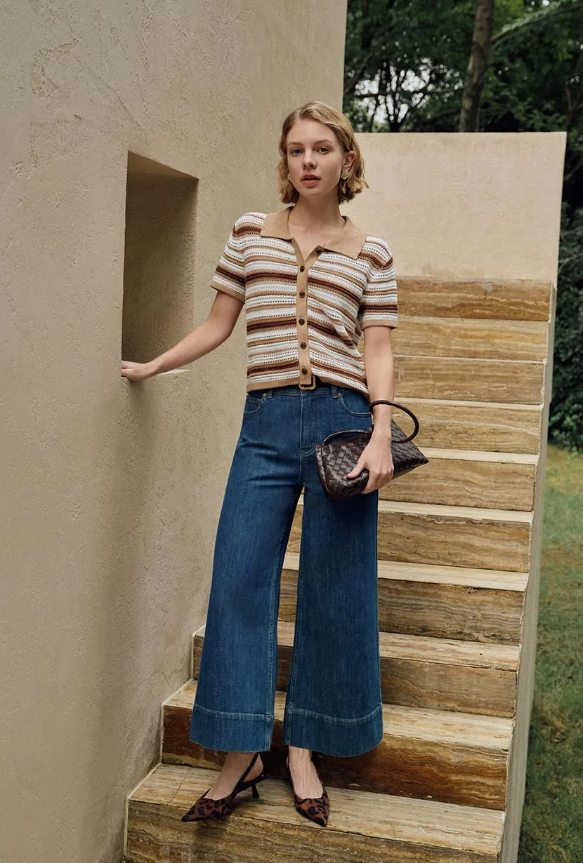 Dotty Cotton Crochet Top - Striped sold by Etela Petite product image thumbnail 3