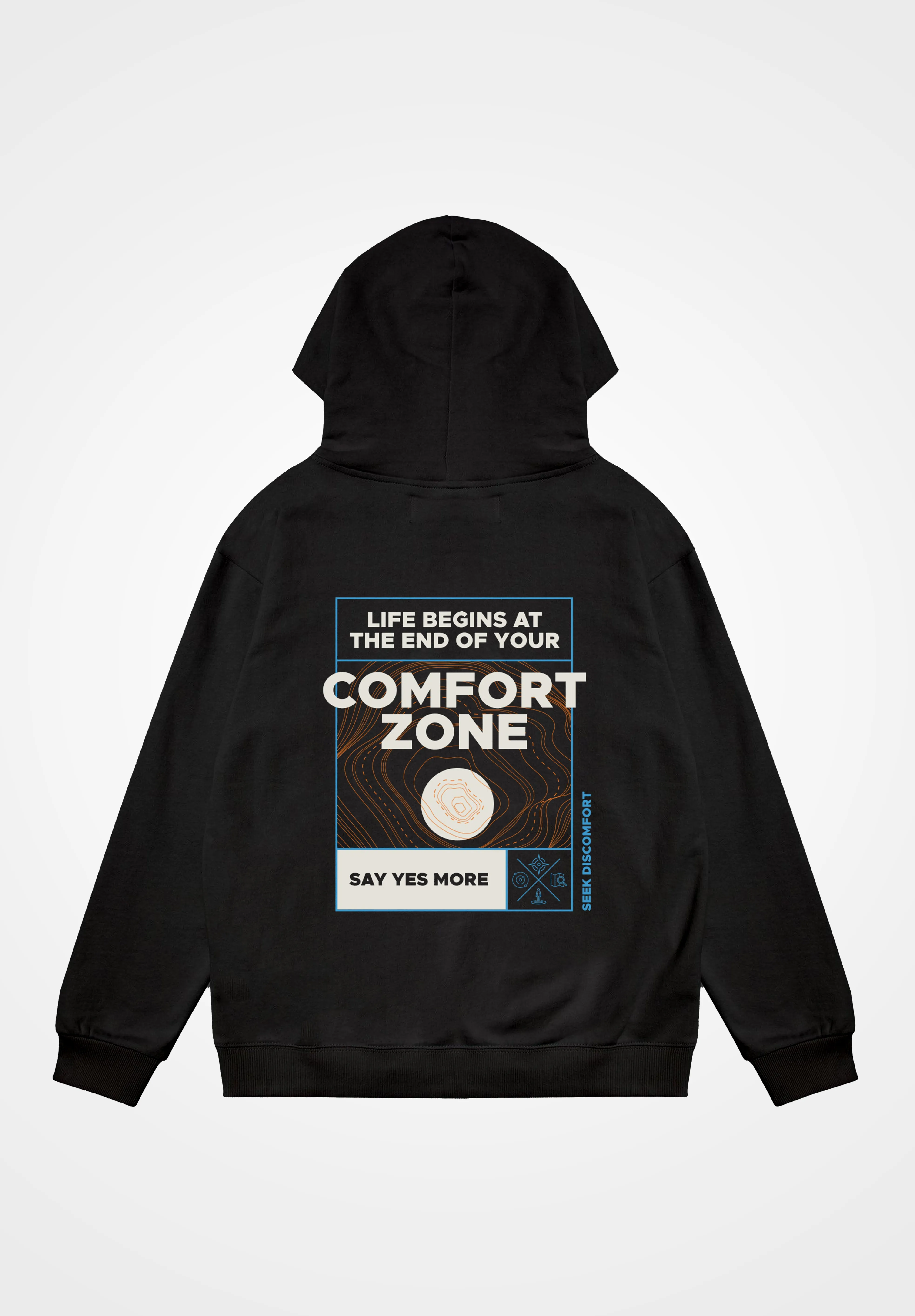 Black 'Comfort Zone' Hoodie sold by Seek Discomfort