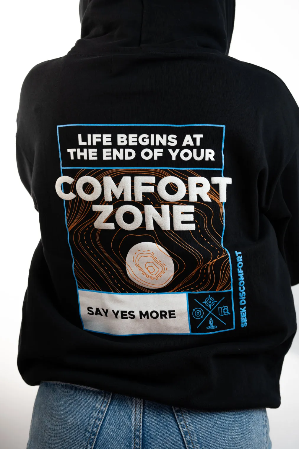 Black 'Comfort Zone' Hoodie sold by Seek Discomfort product image thumbnail 4