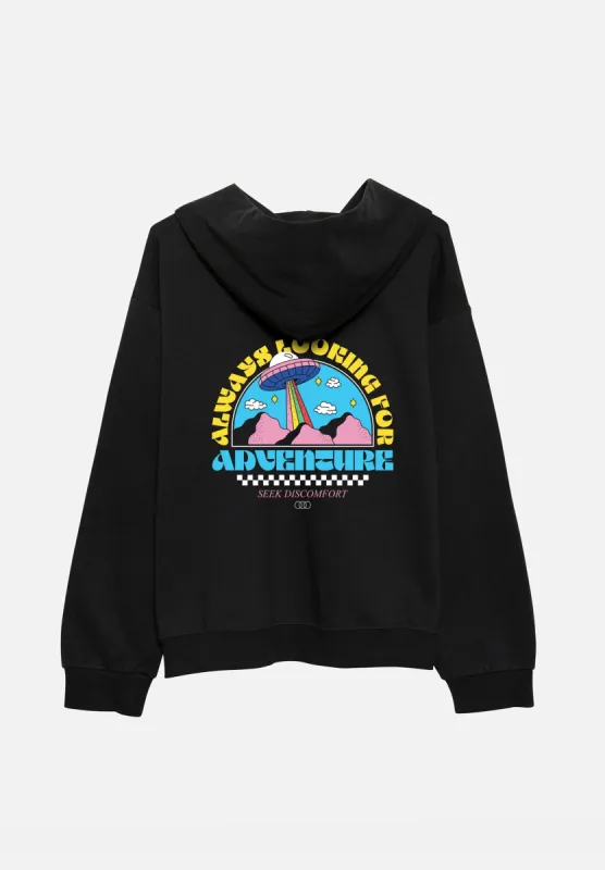 Black Always Looking for Adventure Hoodie sold by Seek Discomfort