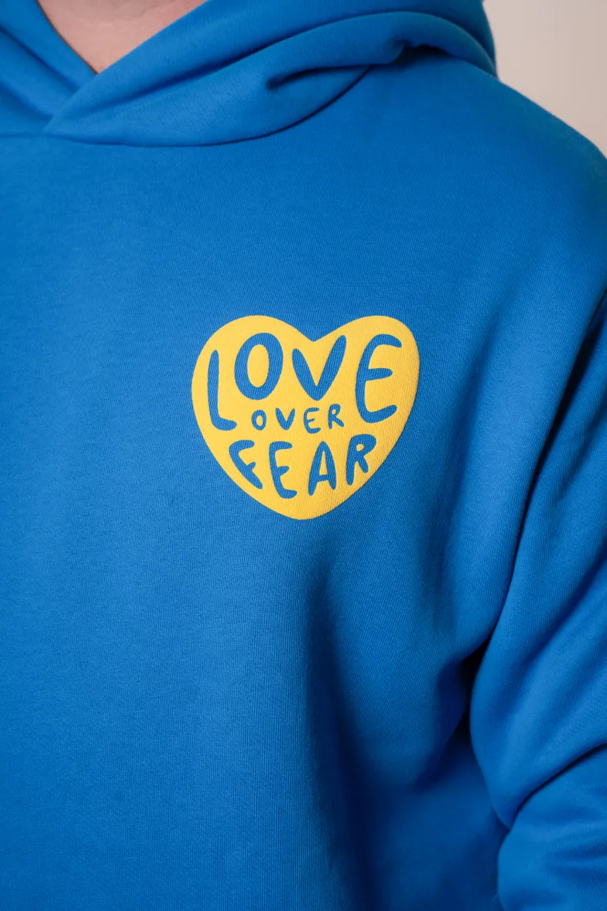 Blue Love Over Fear Hoodie sold by Seek Discomfort product image thumbnail 3