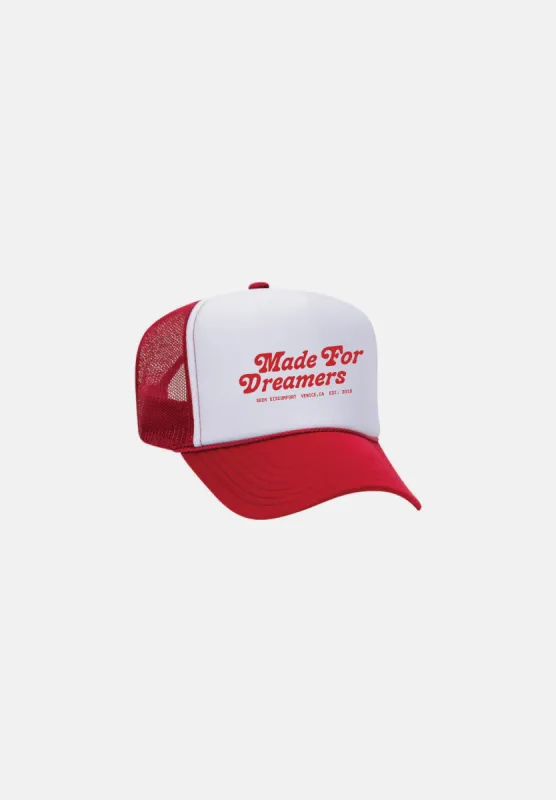 Red Made For Dreamers Trucker Hat sold by Seek Discomfort