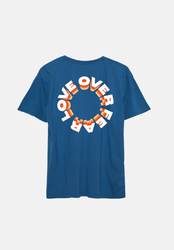 Blue Love Over Fear Circle Tee sold by Seek Discomfort