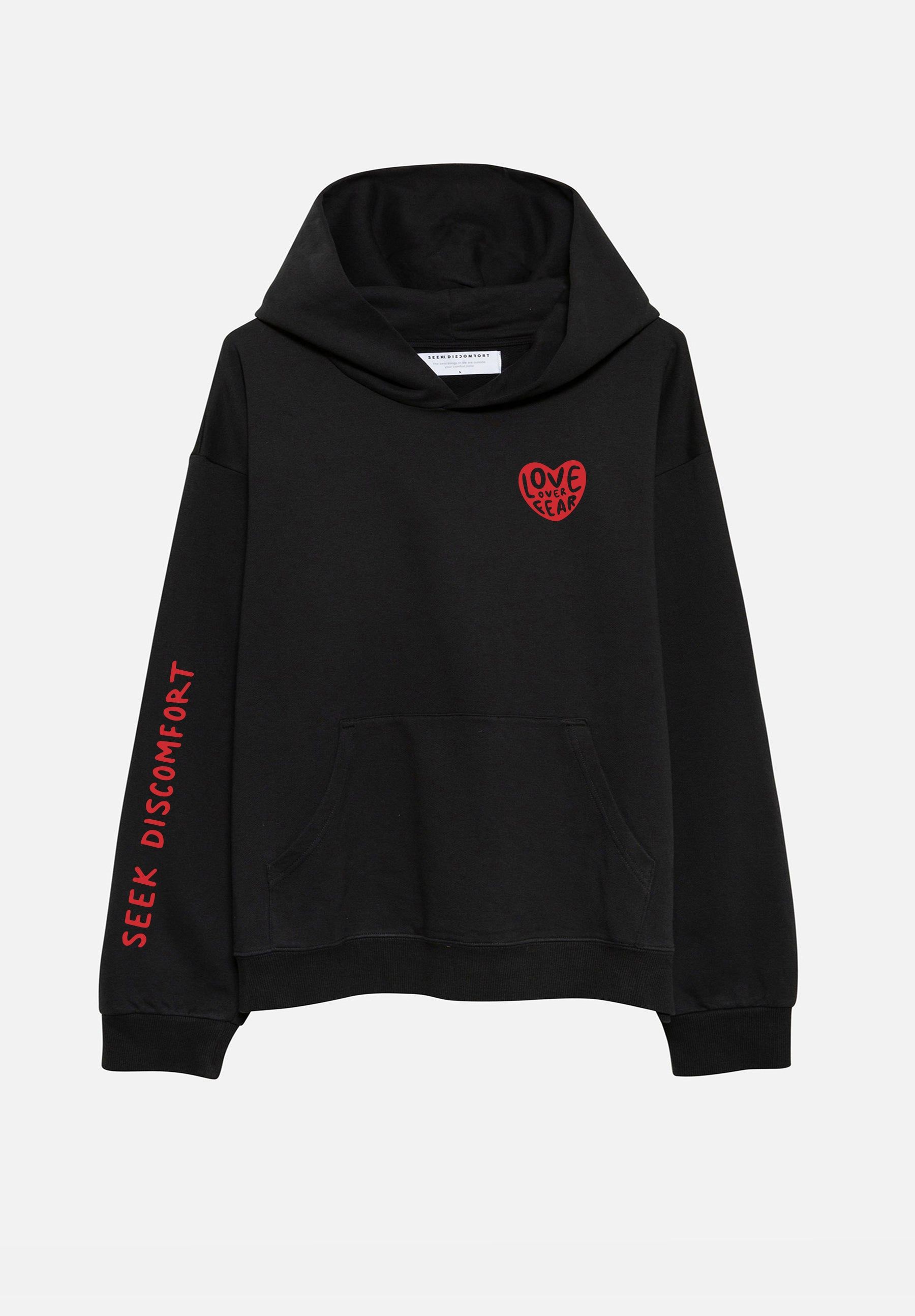 Black Love Over Fear Hoodie sold by Seek Discomfort