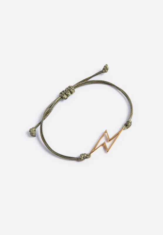 Olive Rope Bracelet - Gold Bolt sold by Seek Discomfort