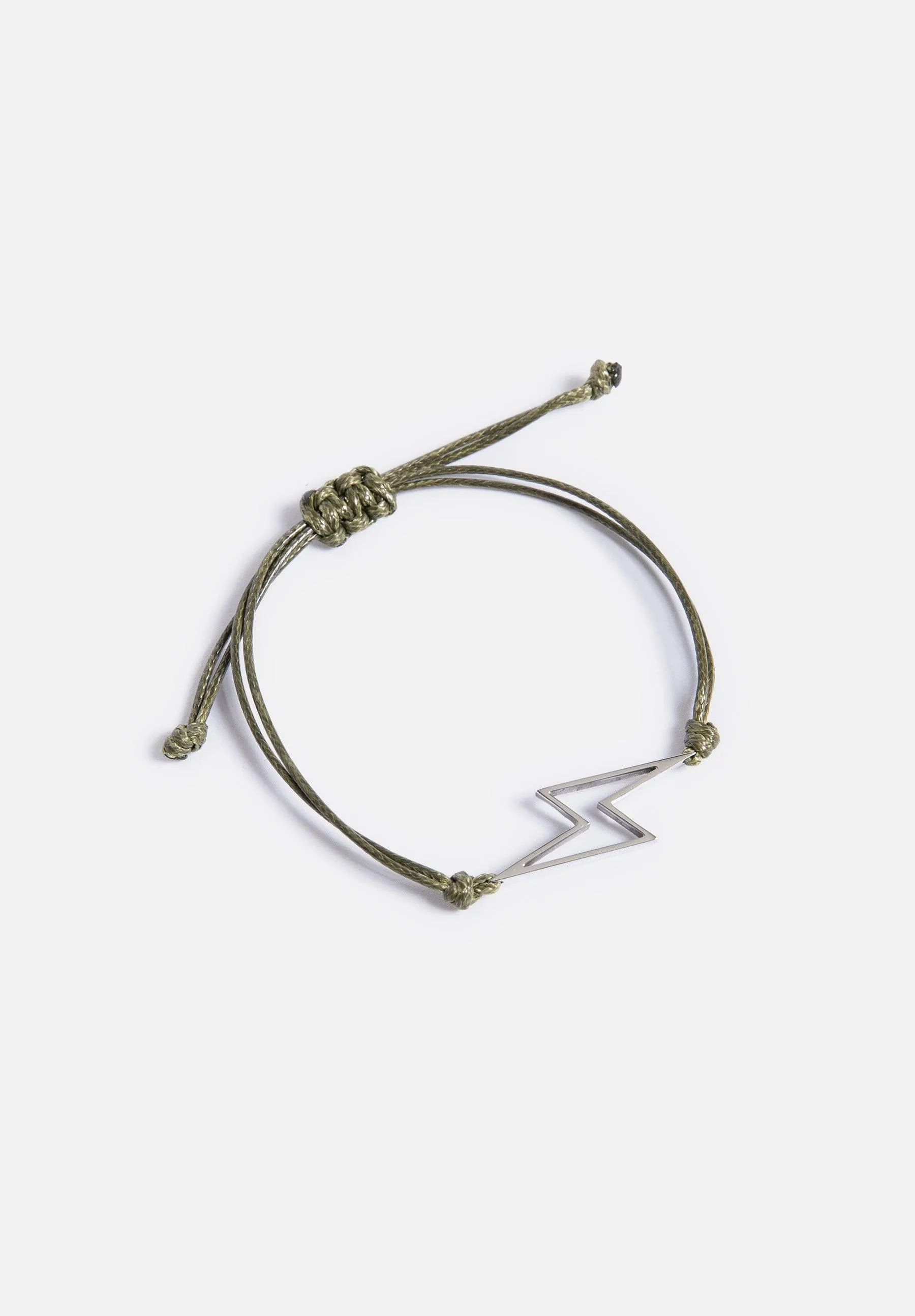 Olive Rope Bracelet - Silver Bolt sold by Seek Discomfort