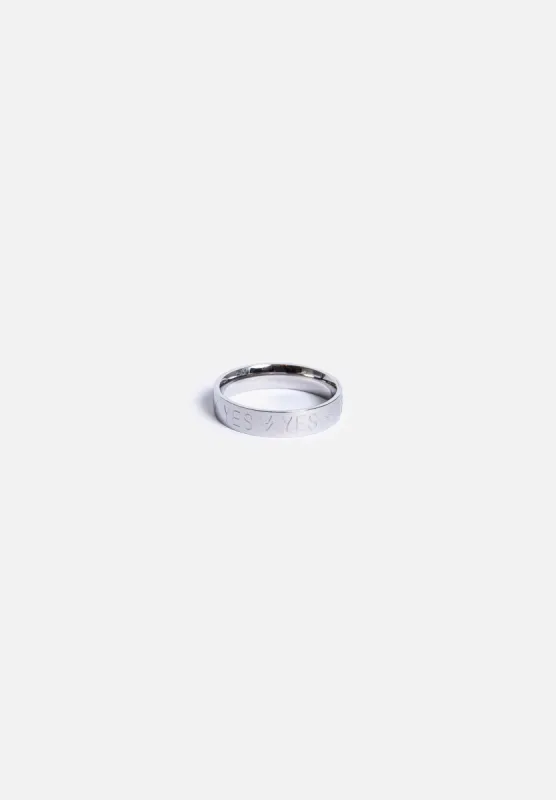 Silver Yes Ring sold by Seek Discomfort