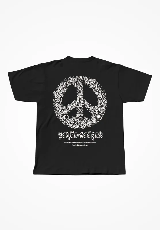 Peace Seeker Tee Black sold by Seek Discomfort