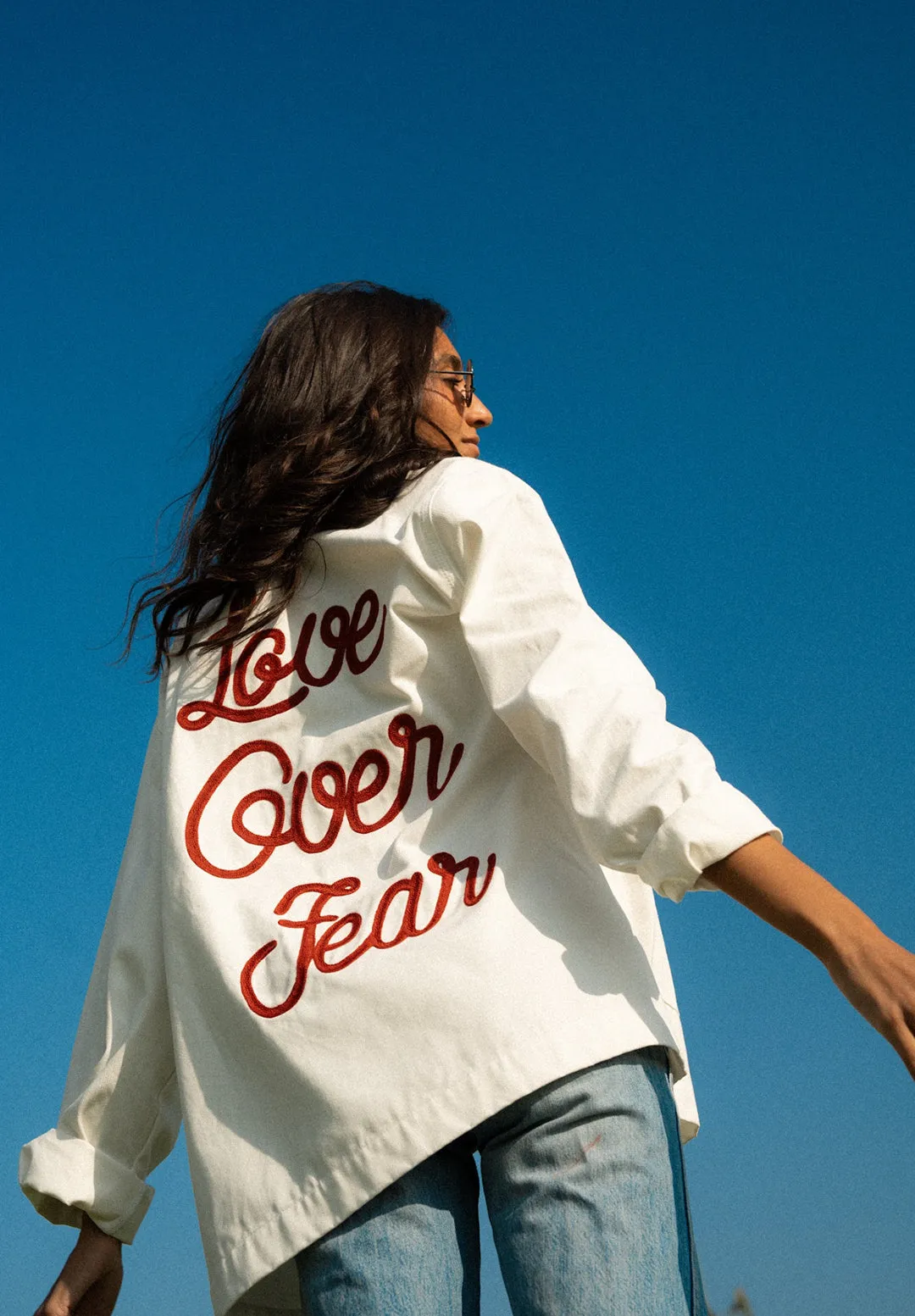 White Love Over Fear Jacket - Small sold by Seek Discomfort