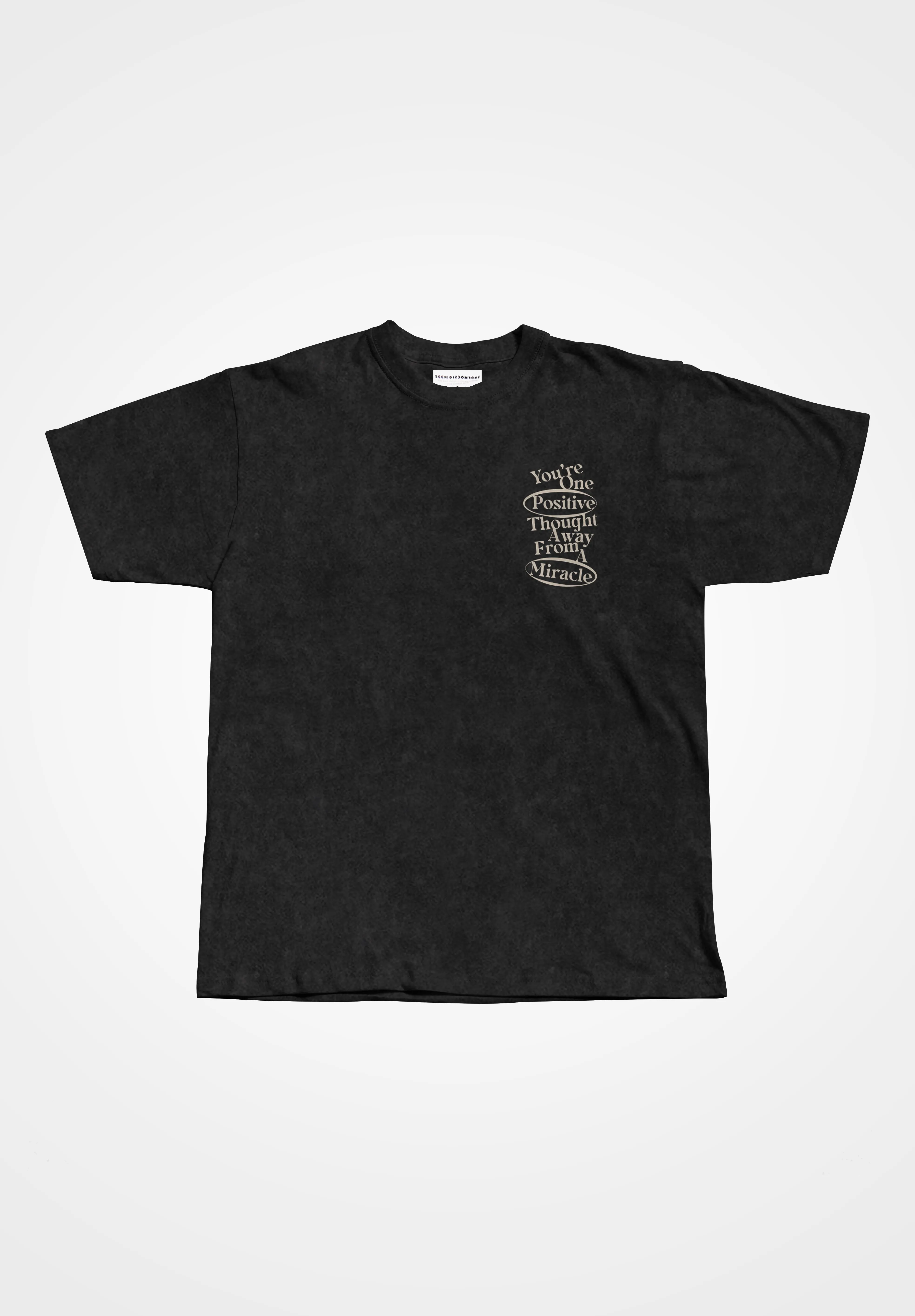 Faded Black Miracle Thoughts Tee sold by Seek Discomfort product image thumbnail 2