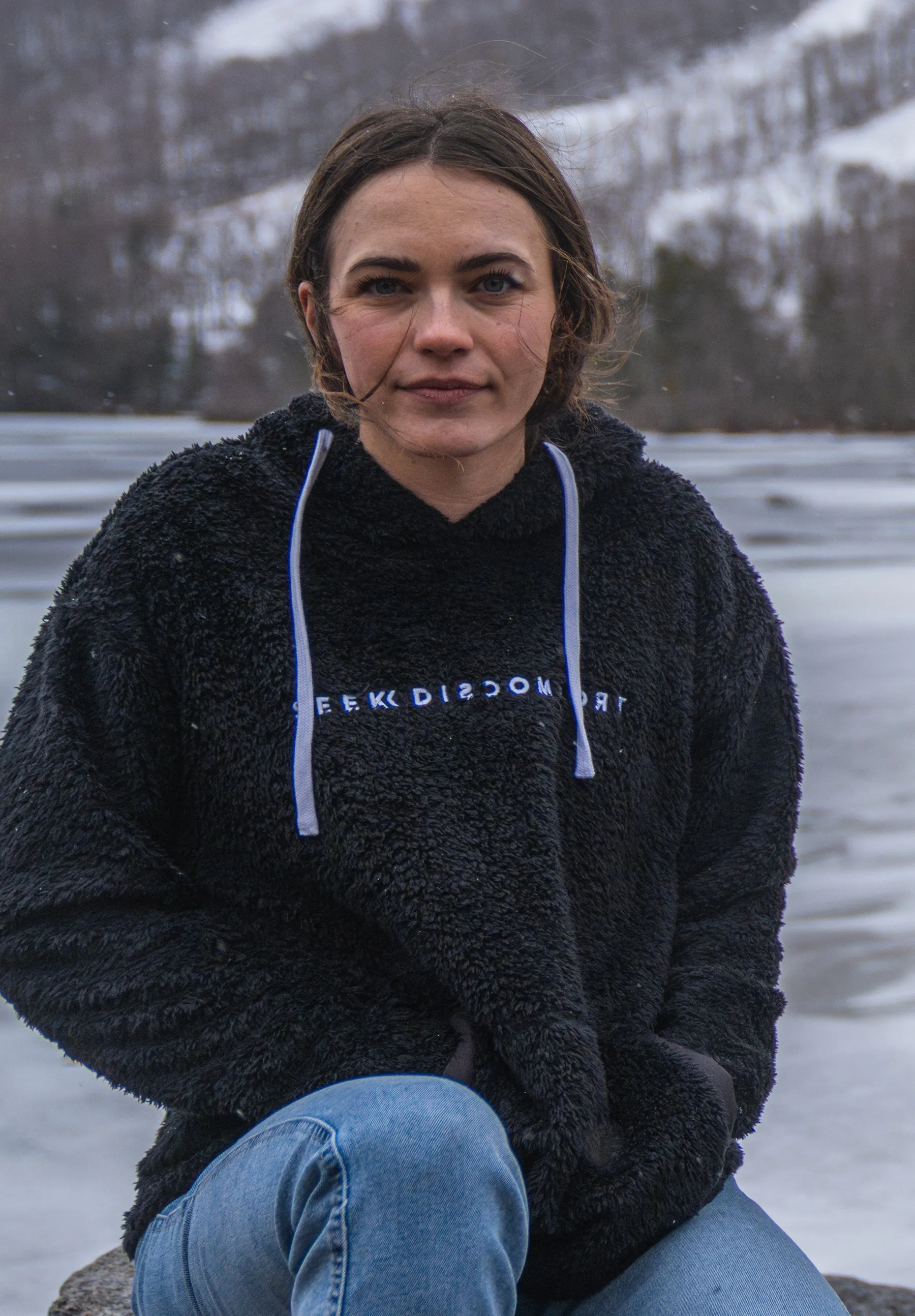 Black Sherpa Hoodie sold by Seek Discomfort product image thumbnail 5