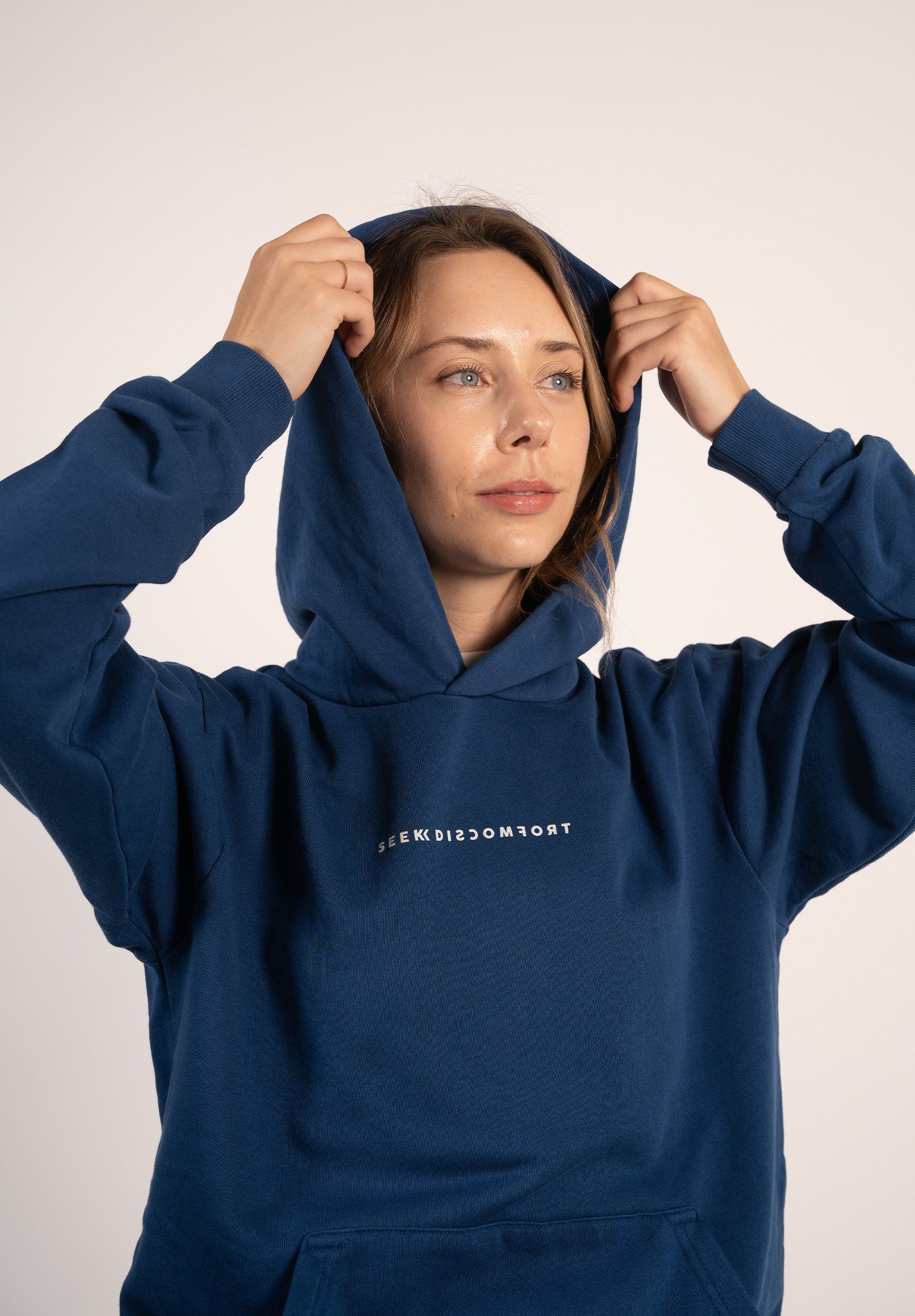 Navy 'Comfort Zone' Hoodie sold by Seek Discomfort product image thumbnail 3