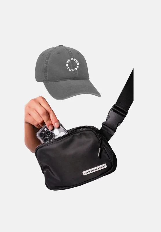 Traveler Pack (Love Over Fear Dad Hat + Shoulder Bag) sold by Seek Discomfort