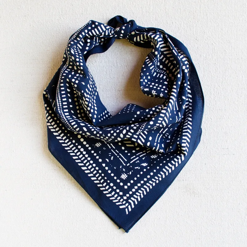 Navy Dot Dash Bandana sold by Abracadana