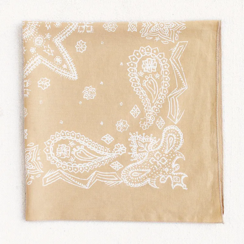 Sand Sketched Paisley Bandana sold by Abracadana