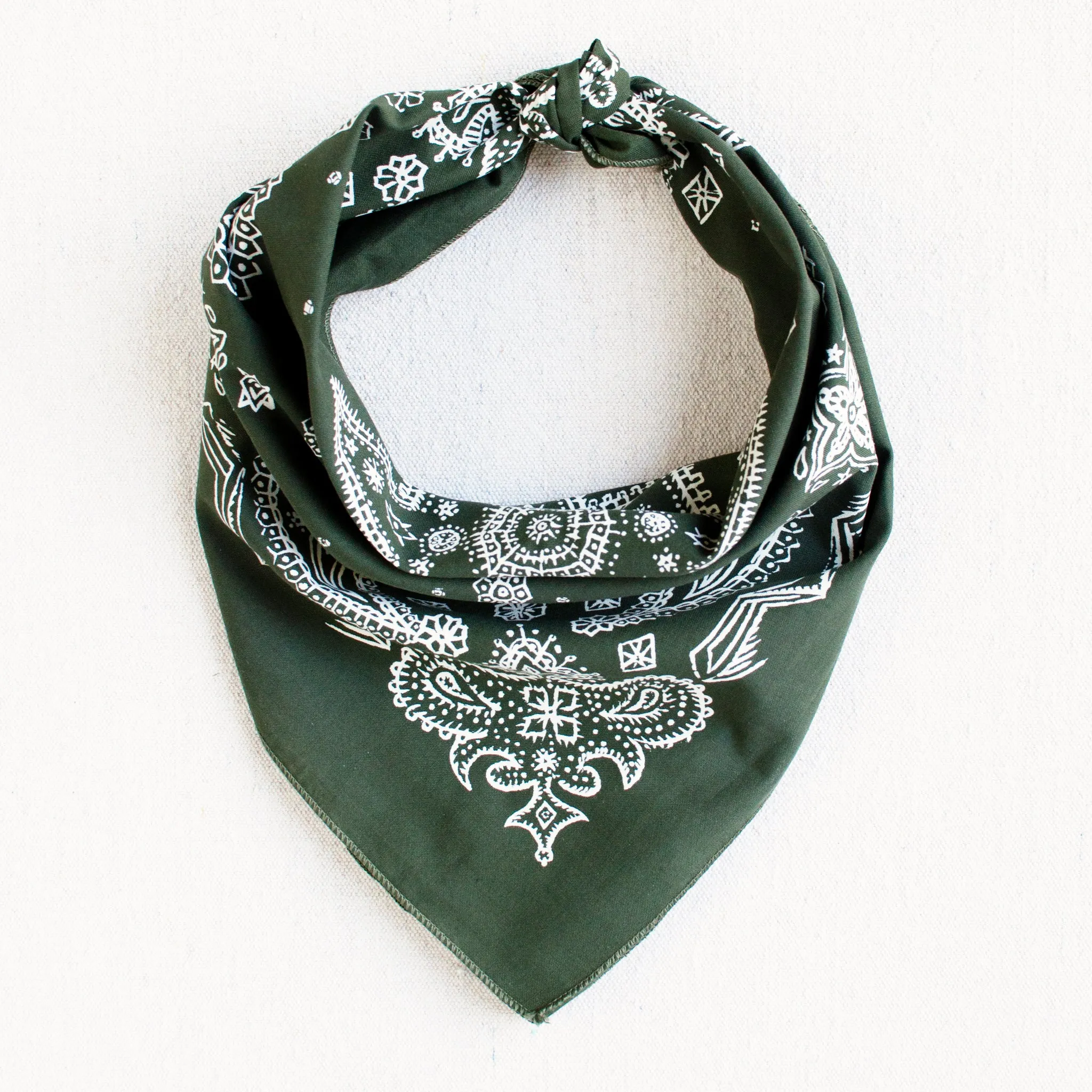 Olive Sketched Paisley Bandana sold by Abracadana