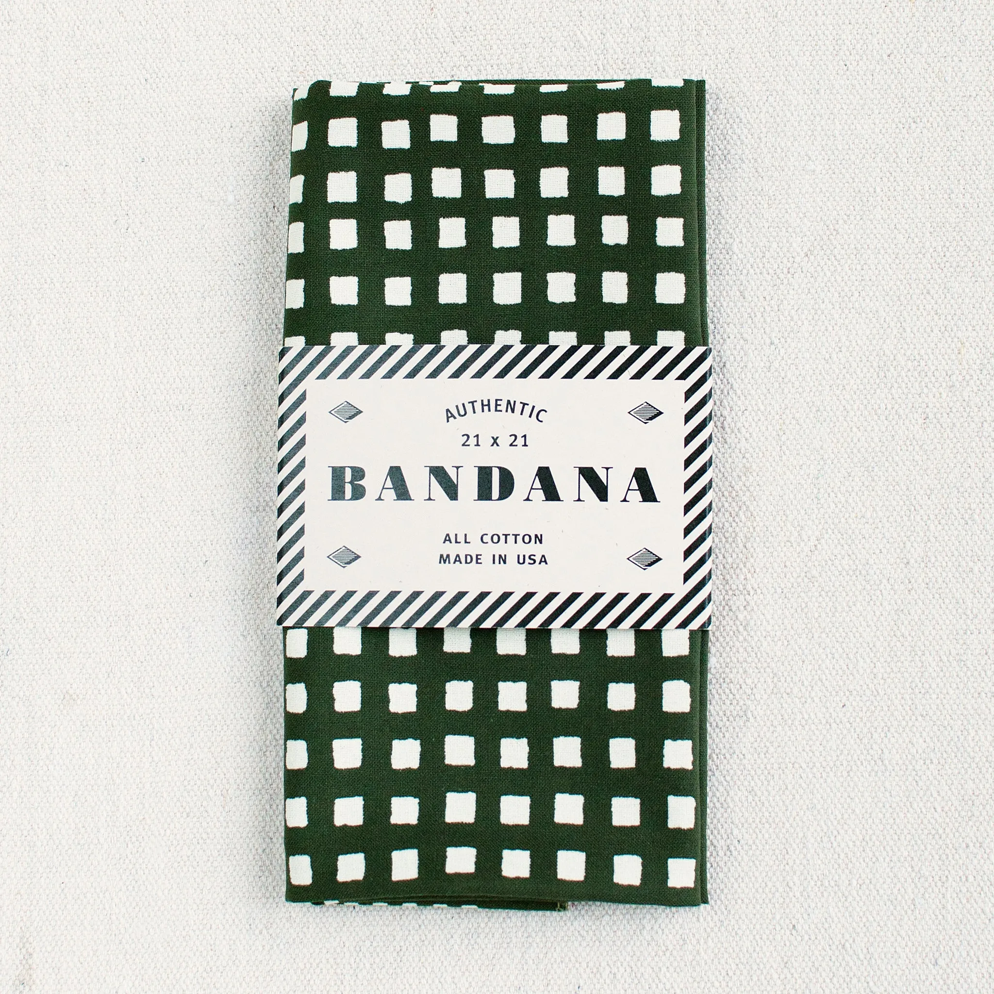 Olive Windowpane Print Bandana sold by Abracadana product image thumbnail 4