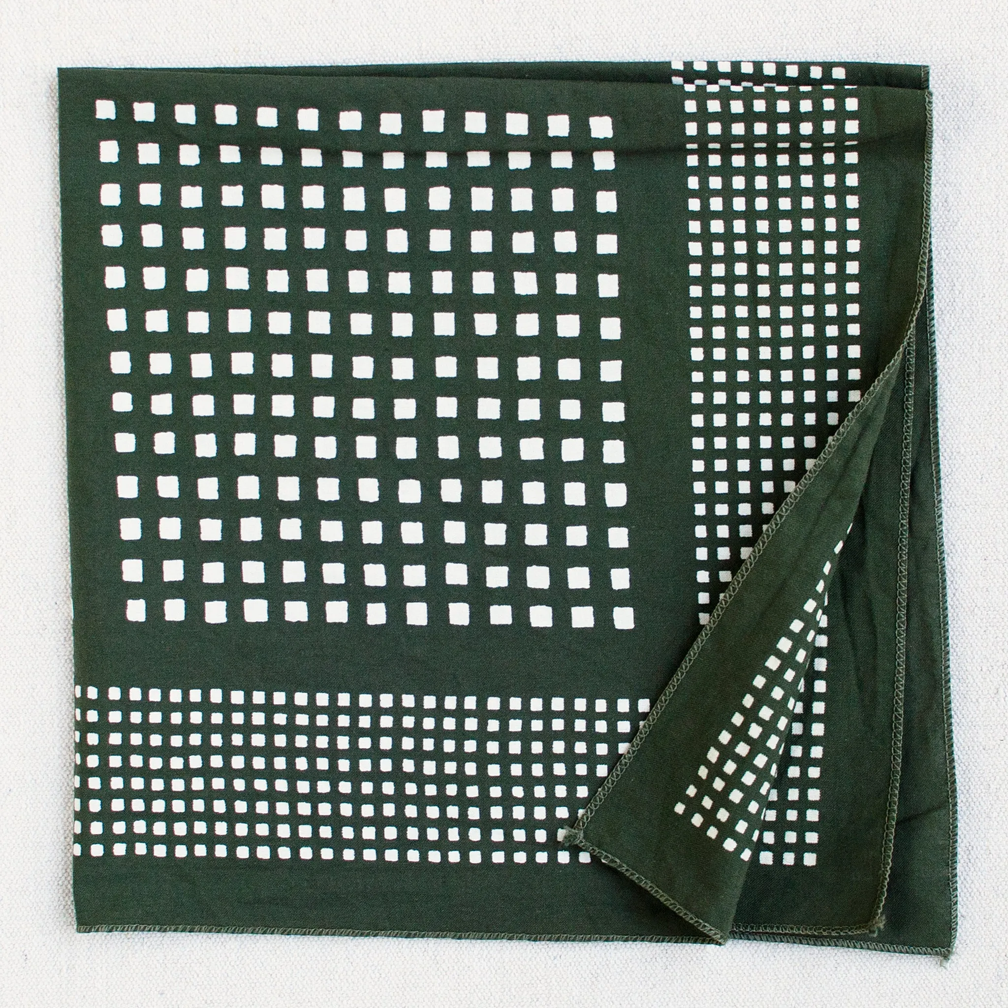 Olive Windowpane Print Bandana sold by Abracadana product image thumbnail 2