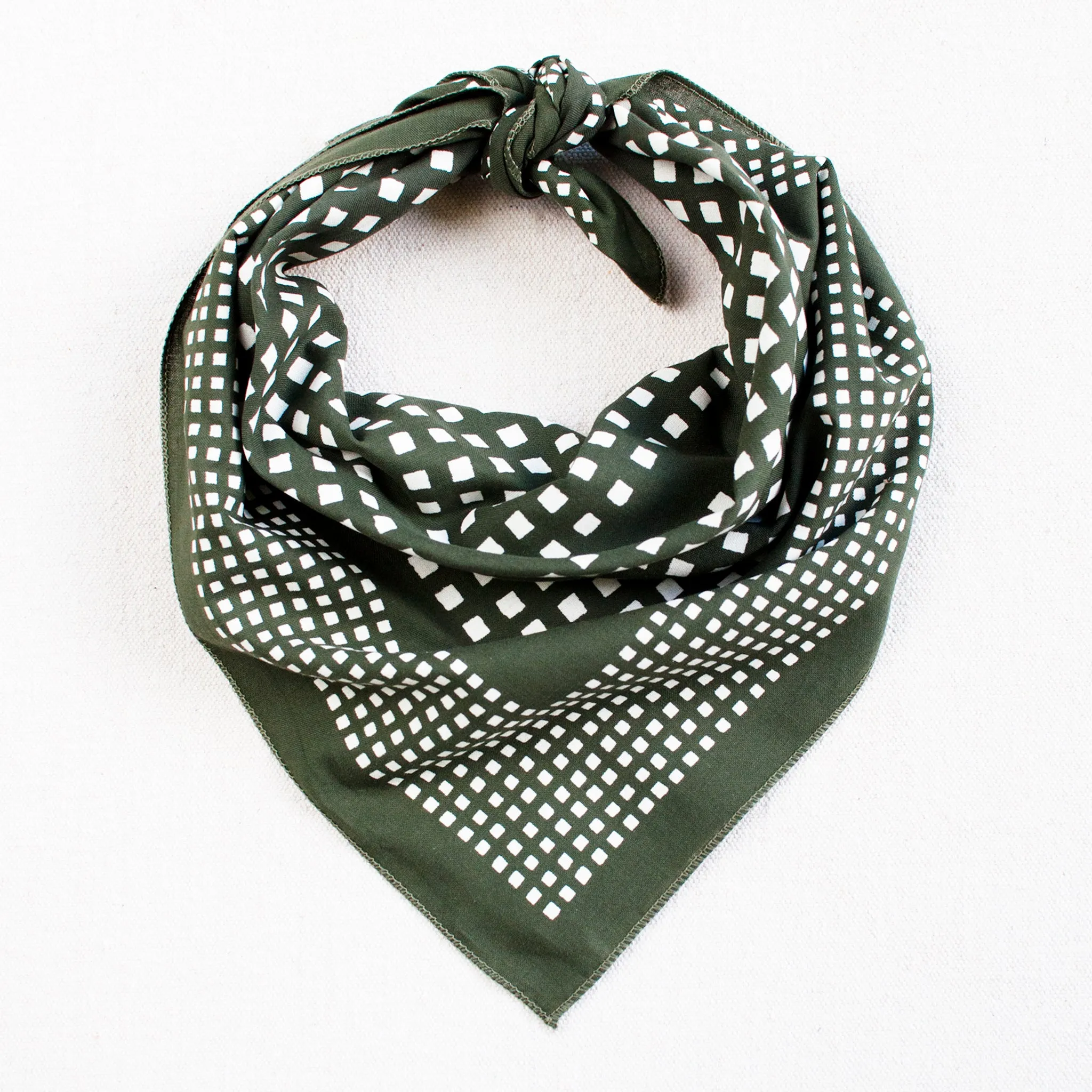 Olive Windowpane Print Bandana sold by Abracadana
