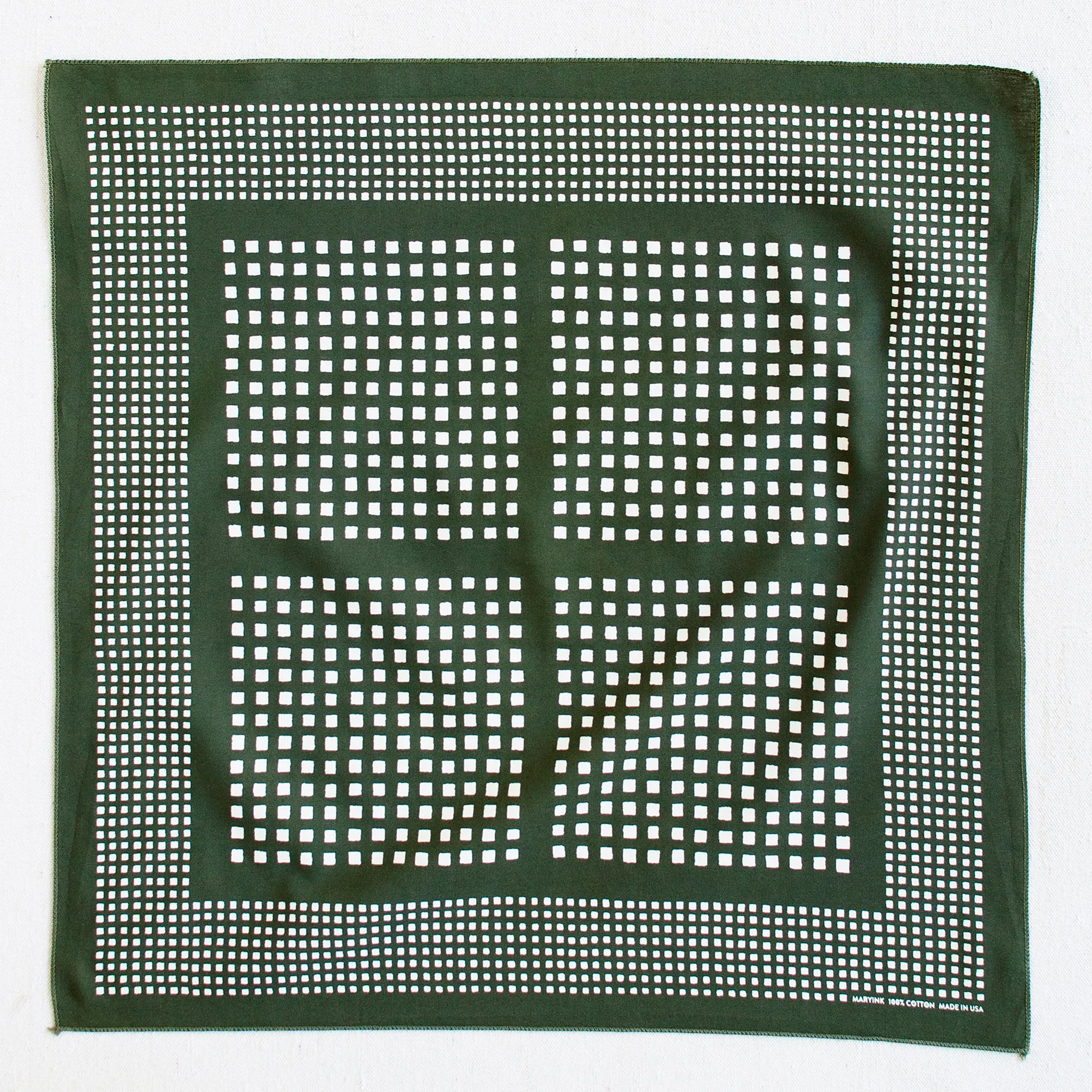 Olive Windowpane Print Bandana sold by Abracadana product image thumbnail 3
