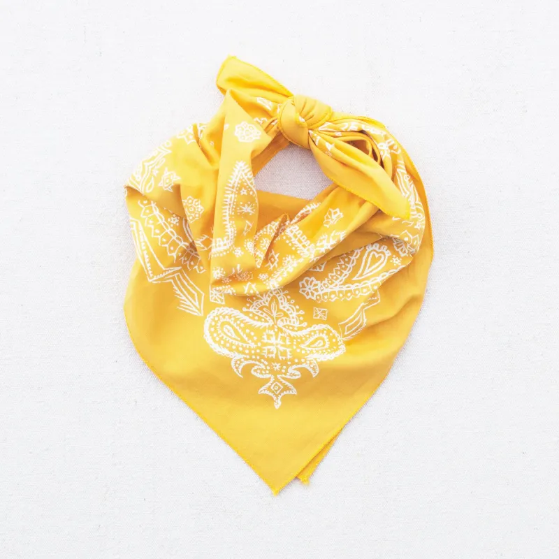 Golden Yellow Sketched Paisley Bandana sold by Abracadana