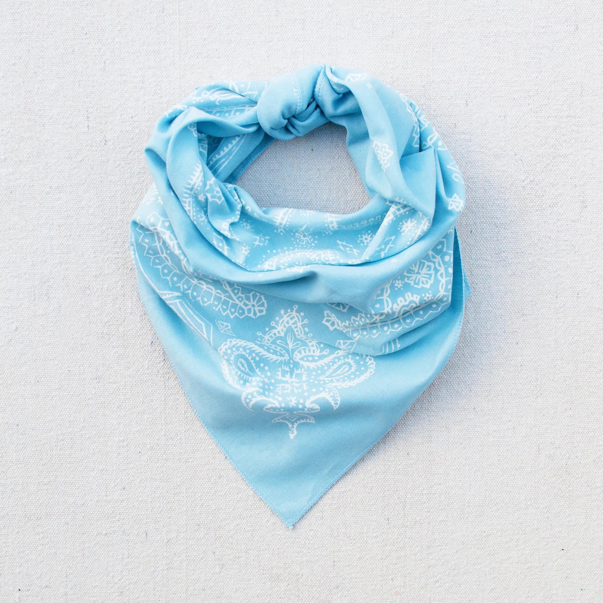 Light Blue Sketched Paisley Bandana sold by Abracadana