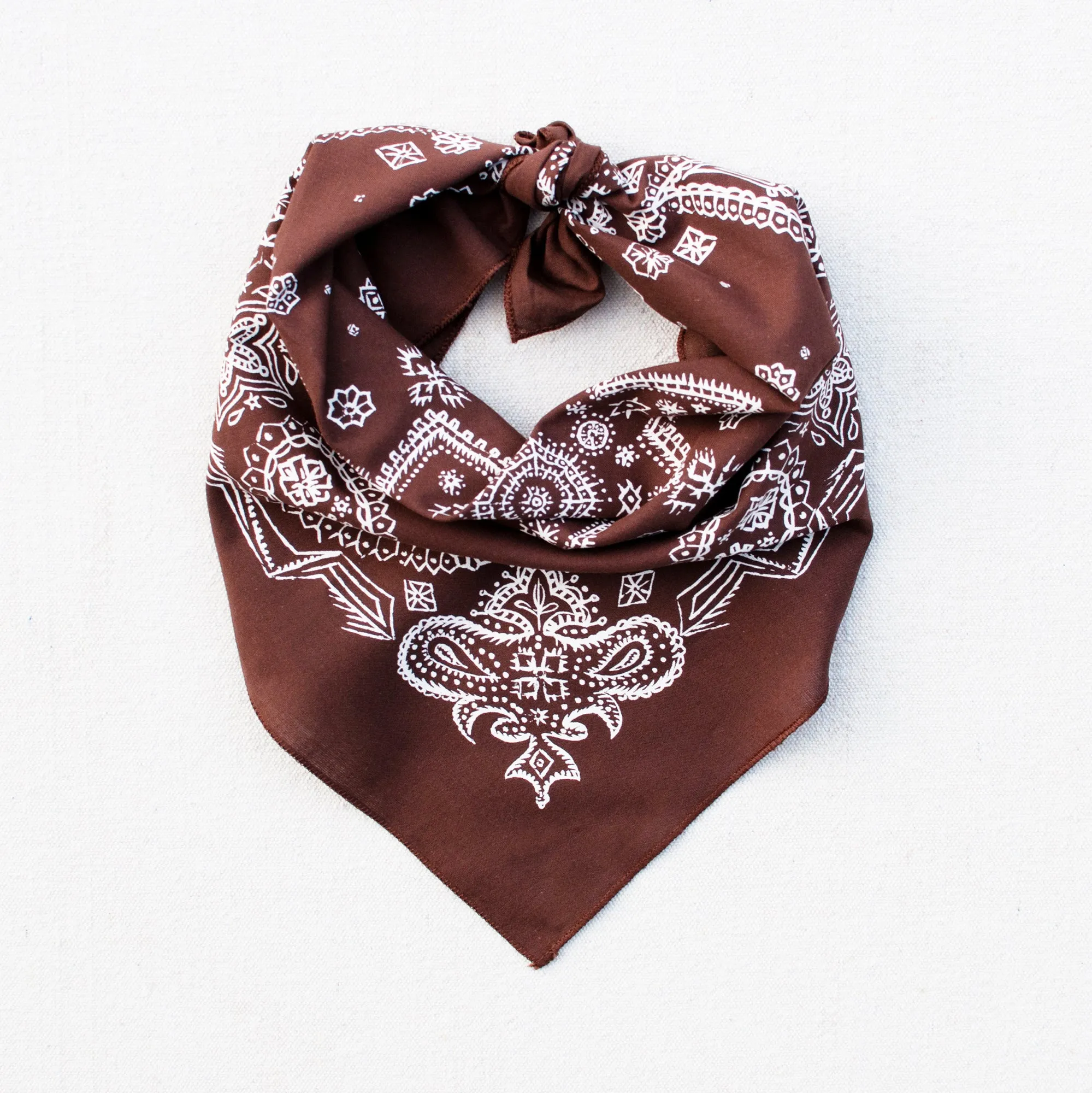 Brown Sketched Paisley Bandana sold by Abracadana