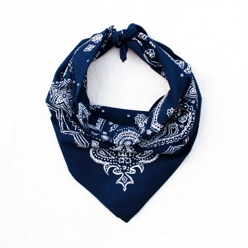 Navy Sketched Paisley Bandana sold by Abracadana